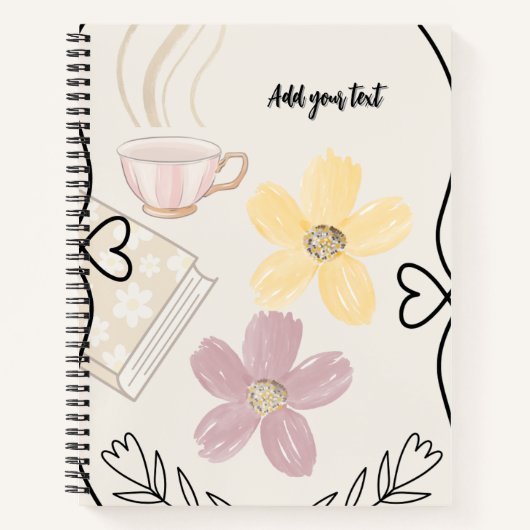 Coffee & Flowers Spiral Notebook for Book Lovers ノートブック (正面)