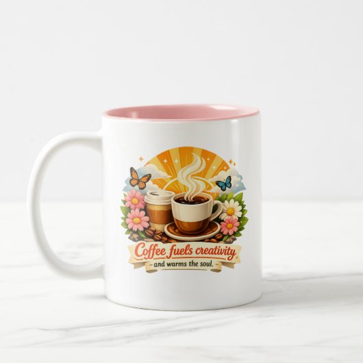 Coffee Fuels Creativity – InspiTwo-Tone Mug, 11 oz ツートーンマグカップ (左)