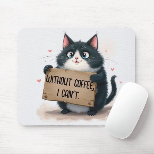Coffee Fun Quote With Cartoon Cat マウスパッド (マウス)