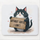Coffee Fun Quote With Cartoon Cat マウスパッド (正面)
