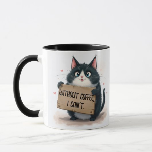 Coffee Fun Quotes With Cat マグカップ (左)