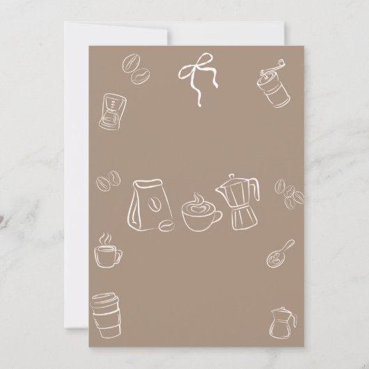 Coffee Gender Neutral Bow Brewing Baby Shower 招待状 (裏面)