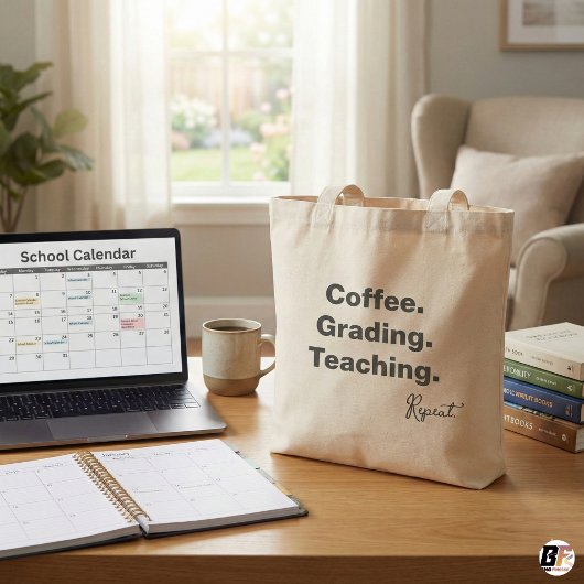 Coffee Grading Teaching Repeat | Funny Teacher Gif トートバッグ