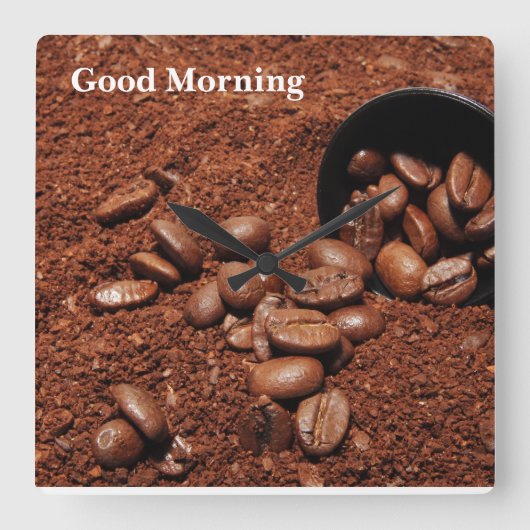 Coffee Grounds Roasted Beans Business Card スクエア壁時計 (正面)
