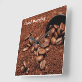 Coffee Grounds Roasted Beans Business Card スクエア壁時計 (傾斜)