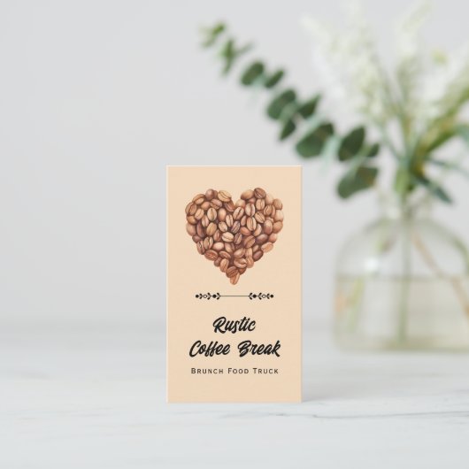 Coffee Heart Trendy QR Code and Website 名刺 (スタンド正面)