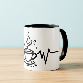 Coffee Heartbeat One-Line Art Mug マグカップ