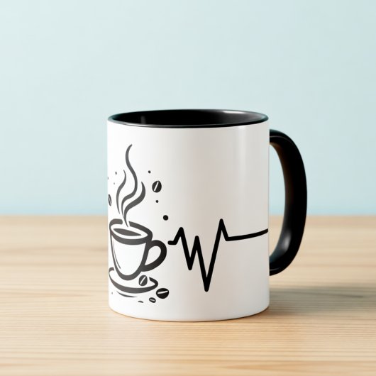 Coffee Heartbeat One-Line Art Mug マグカップ