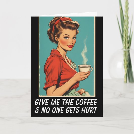 COFFEE HELLO RETRO HOUSEWIFE Greeting Card カード (正面)