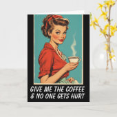 COFFEE HELLO RETRO HOUSEWIFE Greeting Card カード (黄色い花)
