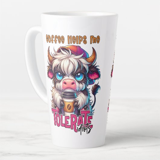 Coffee Helps Me Tolerate Idiots  カフェラテマグ (左アングル)