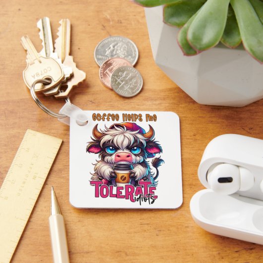 Coffee Helps Me Tolerate Idiots  キーホルダー (デスク)