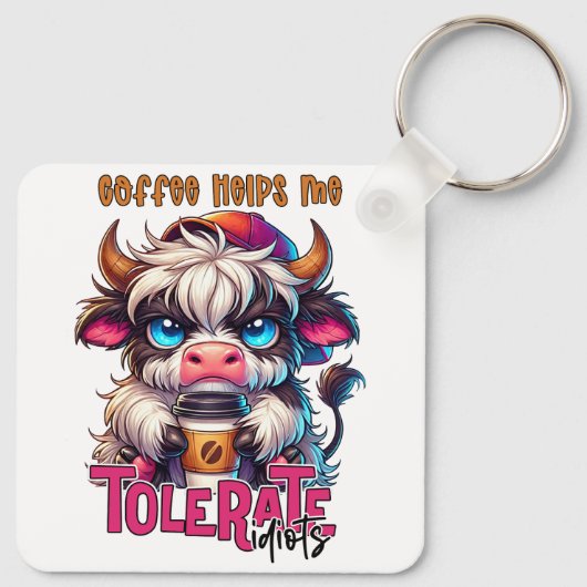 Coffee Helps Me Tolerate Idiots  キーホルダー (裏面)