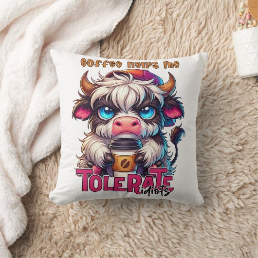 Coffee Helps Me Tolerate Idiots  クッション (ブランケット)