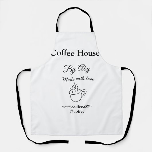 Coffee house made with love add text website socia エプロン (正面)