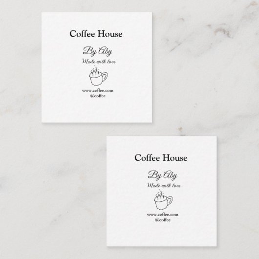 Coffee house made with love add text website socia スクエア名刺 (正面/裏面)