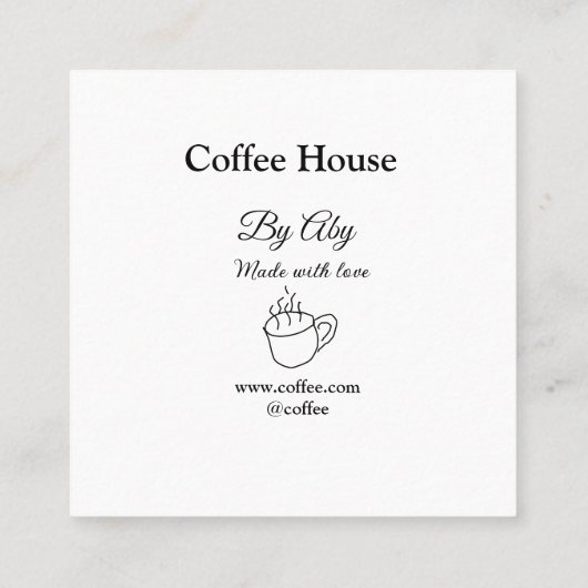 Coffee house made with love add text website socia スクエア名刺 (裏面)