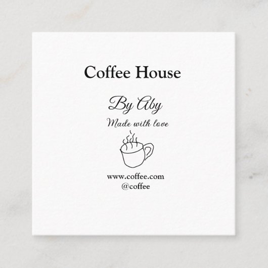Coffee house made with love add text website socia スクエア名刺 (正面)