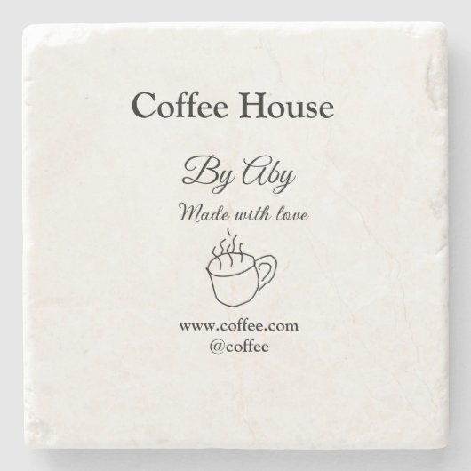 Coffee house made with love add text website socia ストーンコースター (正面)