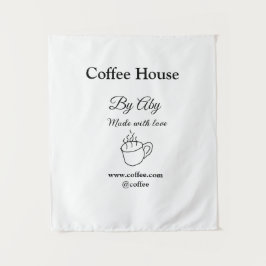 Coffee house made with love add text website socia タペストリー