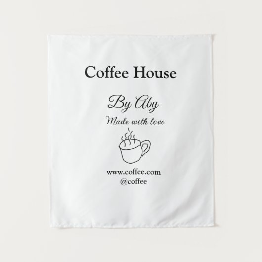Coffee house made with love add text website socia タペストリー (正面)