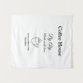 Coffee house made with love add text website socia タペストリー (正面(横))