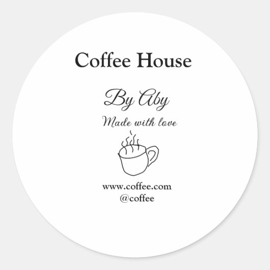 Coffee house made with love add text website socia ラウンドシール (正面)