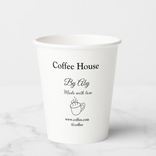 Coffee house made with love add text website socia 紙コップ (正面)