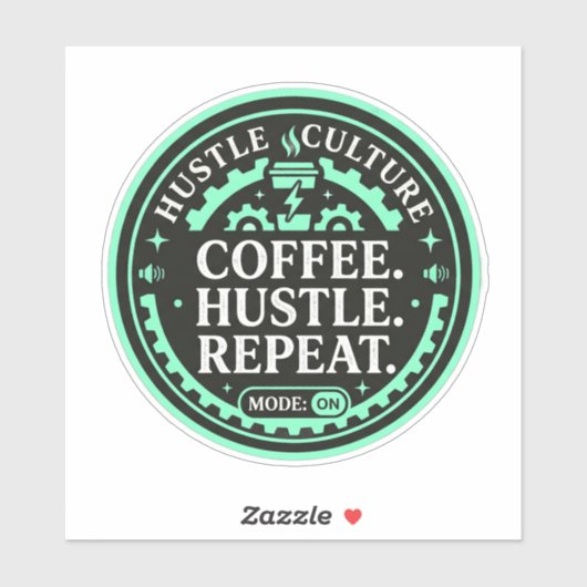 Coffee Hustle Repeat– 都市部のモチベーション シール (シート)