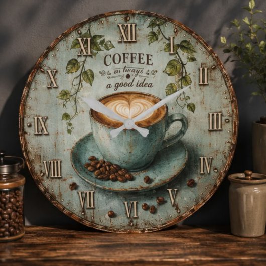 Coffee Is Always a Good Idea ラージ壁時計