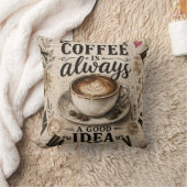 Coffee Is Always a Good Idea  Rustic Café Decor クッション (ブランケット)