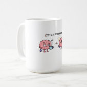 Coffee Is My Brainpower Funny Cute Tired Brain コーヒーマグカップ (正面左)