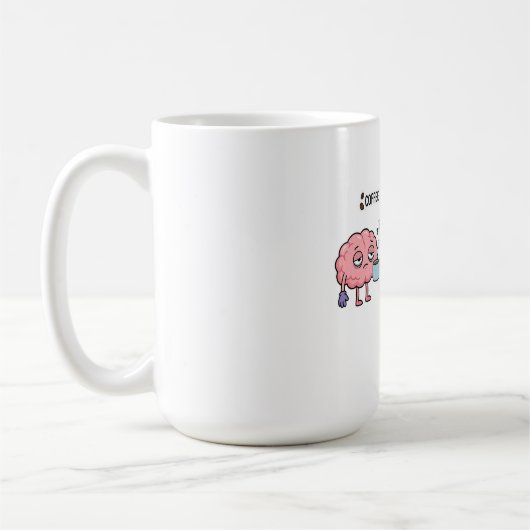 Coffee Is My Brainpower Funny Cute Tired Brain コーヒーマグカップ (左)