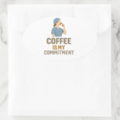 Coffee Is My Commitment – 面白い看護師コーヒーオーバルステッカー 楕円形シール (バッグ)