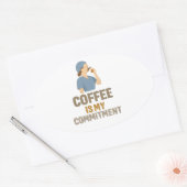 Coffee Is My Commitment – Funny Nurse Coffee Oval 楕円形シール (封筒)
