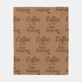 "Coffee Is My Love Language" ディープコーヒーカラー  フリースブランケット