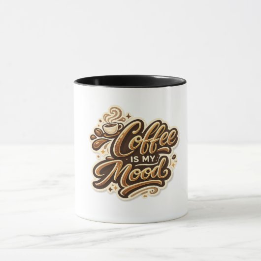 Coffee Is My Mood マグカップ|面白いコーヒー好きの陶器 マグカップ (中央)