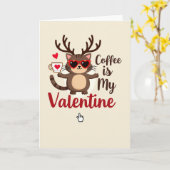 Coffee Is My Valentine Cat Card カード (黄色い花)