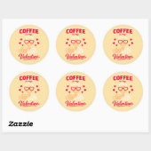 Coffee Is My Valentine Cute Coffee Lover Sticker ラウンドシール (シート)
