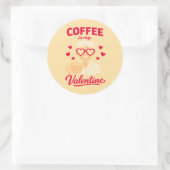 Coffee Is My Valentine Cute Coffee Lover Sticker ラウンドシール (バッグ)