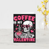 Coffee Is My Valentine Skeleton Valentine Funny Co カード (黄色い花)