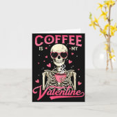 Coffee Is My Valentine Skeleton Valentine Funny Co カード (黄色い花)
