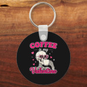 Coffee Is My Valentine Skeleton Valentine Funny Co キーホルダー (正面)