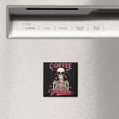 Coffee Is My Valentine Skeleton Valentine Funny Co マグネット (インサイチュ (食洗機))