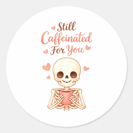 Coffee Is My Valentine Skeleton Valentines Day Cof ラウンドシール (正面)