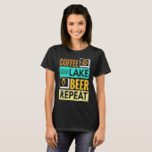 Coffee Lake Beer Repeat! Funny camping Tシャツ (正面フル)
