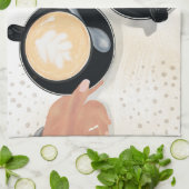 Coffee Latte Cups Kitchen Towels キッチンタオル (折り畳み)