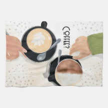 Coffee Latte Cups Kitchen Towels