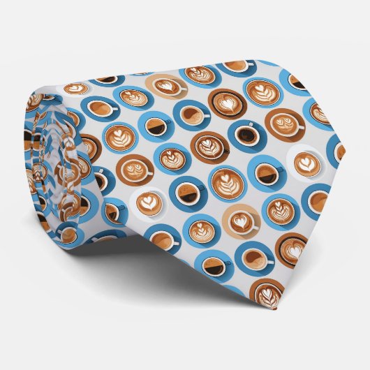 Coffee Latte Lovers Custom Necktie ネクタイ (ロール)