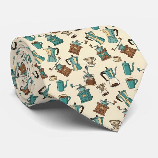 Coffee Latte Lovers Custom Necktie ネクタイ (ロール)